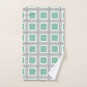 Grille pointillée : Carré vert et blanc répétitif (Serviette à main)