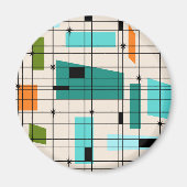 Grille rétro et Starburts - Magnet rond (Devant)