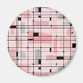 Grille rose rétro et aimant rond Starburst (Devant)