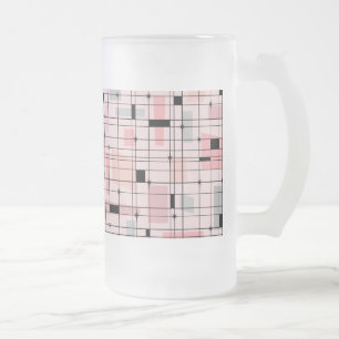 Grille rose rétro et Starburts en verre givré Mug