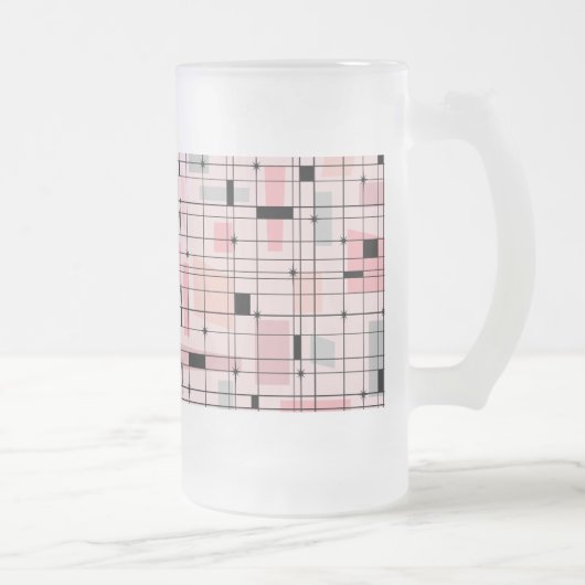 Grille rose rétro et Starburts en verre givré Mug (Droit)