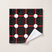 Grille rouge et motif de points blancs sur fond no (Gant de toilette)