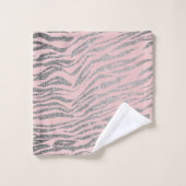 Grille Silver Zebra Imprimer sur Rose Blush (Gant de toilette)