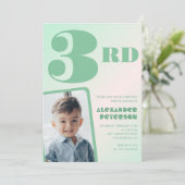 Grille verte Invitations de 3e anniversaire Boy Ph (Debout devant)