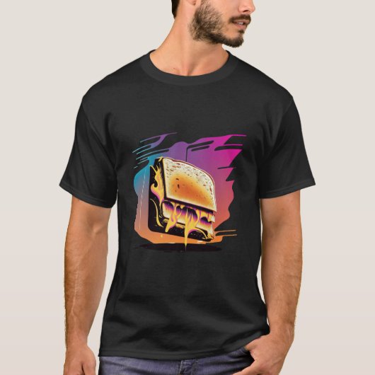 Grilled Cheese Synthwave 80s Retrowave Aesthetic T-shirt (Voorkant)