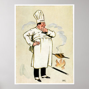 Grilled Chicken Chef Food and Art Poster
