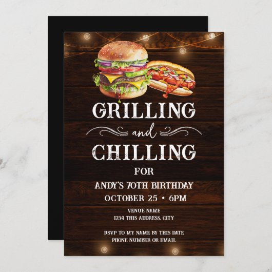 Grillen en Chilling BBQ 70e Verjaardag Uitnodiging (Voorkant / Achterkant)