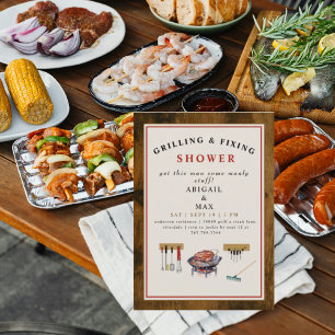 Grillen & Fixing Koppels Bruiloft Douche Hout Kaart