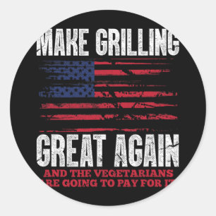 Grillen Grote Opnieuw Grappige Trump BBQ Pit Maste Ronde Sticker