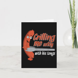 Grillen me zachtjes met zijn tang _ Mannen barbecu Kaart