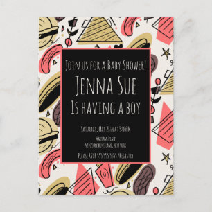 Grillen Summer BBQ Doodles Baby Shower Briefkaart