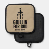 Grillen voor God Pot Holder Pannenlap (Voorkant / Achterkant)