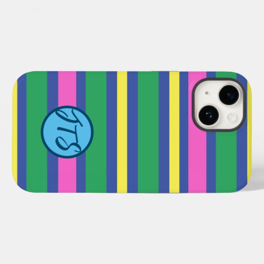 Grilles colorées avec coque iphone Monogramme Cust (Verso (horizontal))