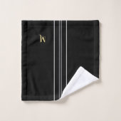 Grilles de course noir et blanc Faux Gold Monogram (Gant de toilette)