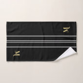 Grilles de course noir et blanc Faux Gold Monogram (Serviette à main)