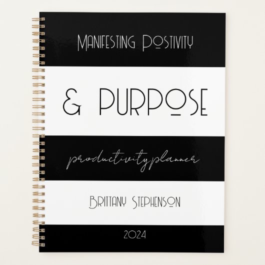 Grilles modernes Blanc Noir Calendrier Planner Per (Devant)