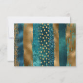 Grilles or et turquoise, carte RSVP de mariage con (Dos)