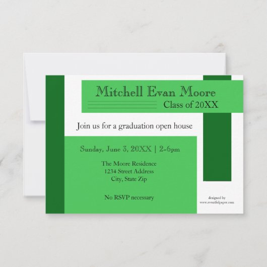 Grilles vertes modernes - Faire-part de 3x5 (Dos)