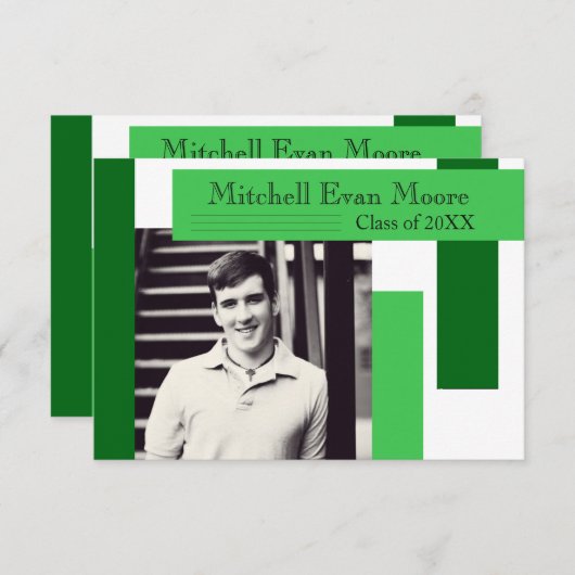 Grilles vertes modernes - Faire-part de 3x5 (Devant / Derrière)