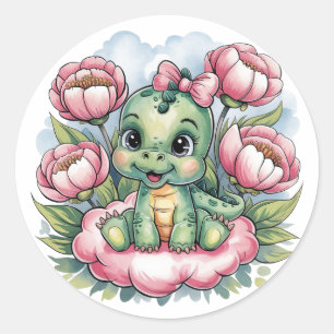 grillig Baby shower dino delight Ronde Sticker