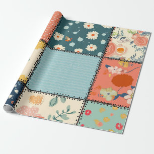grillig bloemmozaïekpatroon cadeaupapier