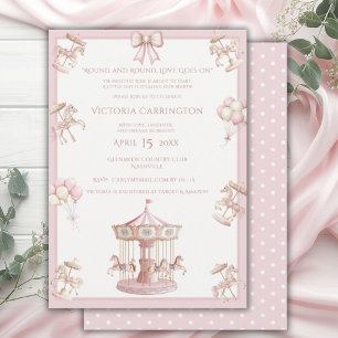 grillig carrousel roze Baby shower Kaart