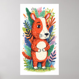 grillig dier omgeven door weelderig gebladerte poster