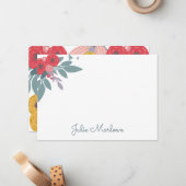 Grillig geschilderd Boho Floral Flat Note Kaart Notitiekaartje (Voorkant / Achterkant in situ)