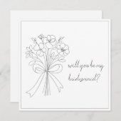 grillig getrokken boog & bloem bruidsmeisje voorst kaart (Voorkant / Achterkant)