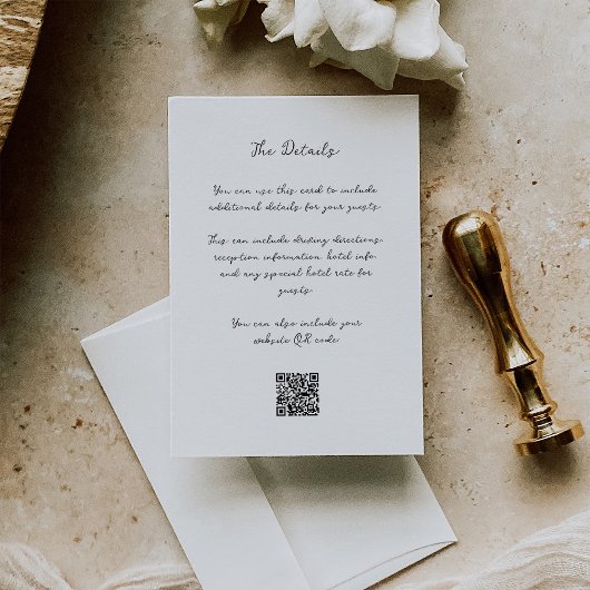 Grillig handgeschreven script | Details en QR-code Informatiekaartje