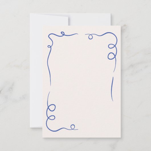 Grillig Handgetekend Trouwen Marineblauw Save The Date (Achterkant)