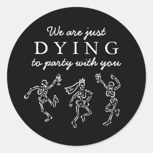 Grillig Handgetekende Skeletten Halloweenfeest Ronde Sticker