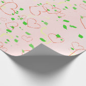 Grillig hart- en bladdesign cadeaupapier (Hoek)