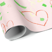 Grillig hart- en bladdesign cadeaupapier (Rol Hoek)