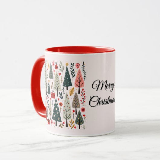 grillig kerstboombos mok (Voorkant links)