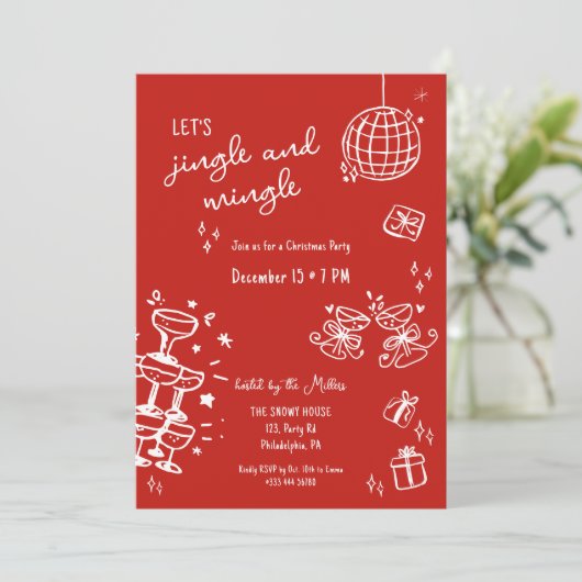 grillig kerstfeest jingle and mingle aankondiging (Staand voorkant)