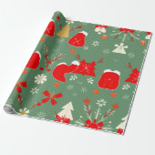 grillig kerstkous patroon cadeaupapier (Uitgerold)