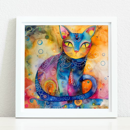 GRILLIG KLEURRIJK KAT POSTER