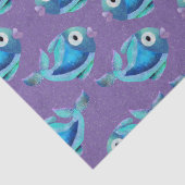 grillig kustblauw vispatroon tissuepapier (Detail)