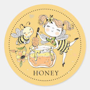 Grillig Meisje bijenhoning Potlabel Ronde Sticker