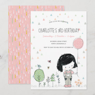 grillig meisje Kinder peuters verjaardagsuitnodigi Kaart