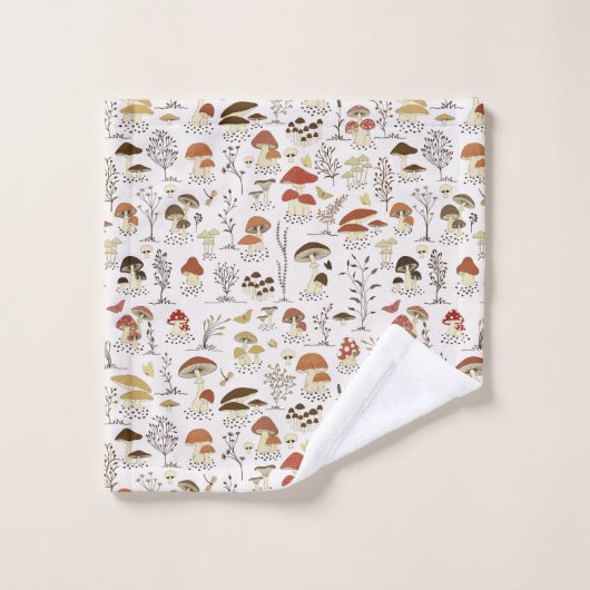 grillig paddenstoelenpatroon in het bos bad handdoek (Wasdoekje)