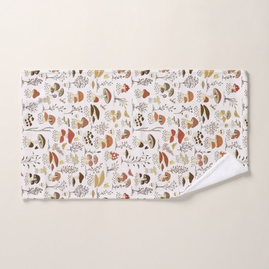 grillig paddenstoelenpatroon in het bos bad handdoek (Handdoek)