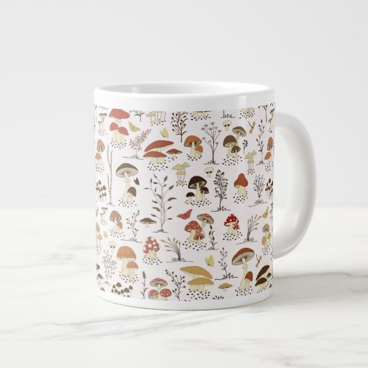 grillig paddenstoelenpatroon in het bos extra grote beker (Voorkant rechts)