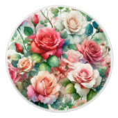 grillig Roos Keramische Knop (Voorkant)