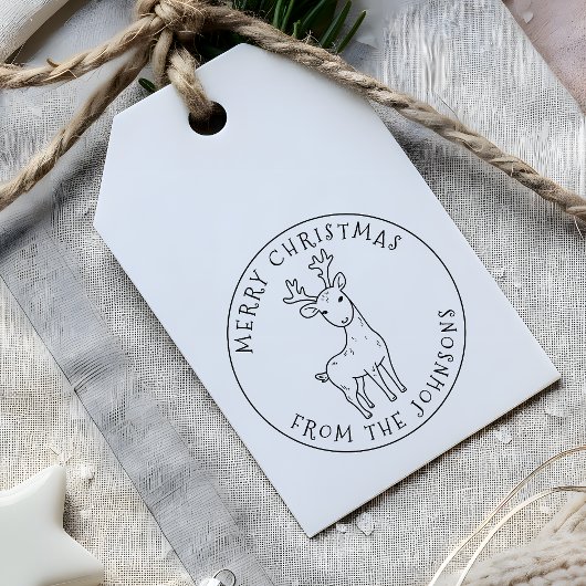 grillig Schattige rendier vrolijk kerstgezin Zelfinktende Stempel