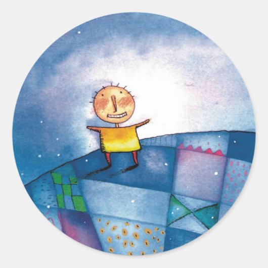 grillig schilderij ronde sticker (Voorkant)