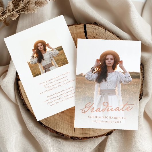 grillig schrift | Chic Twee Foto Afstuderen Aankondiging