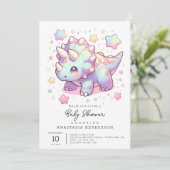 grillig simpel dinosaurus Baby shower Kaart (Staand voorkant)