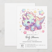 grillig simpel dinosaurus Baby shower Kaart (Voorkant / Achterkant)